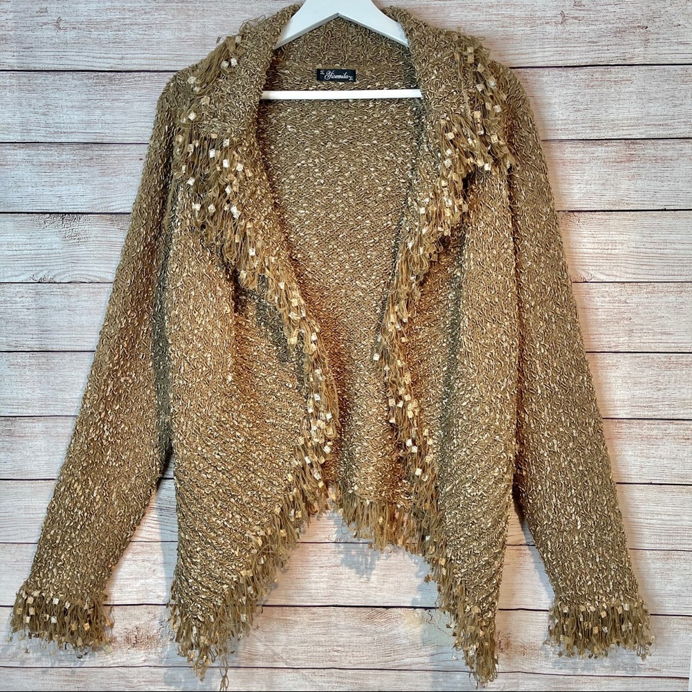 Unique Italian Designer Cardigan Gold M - L